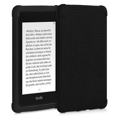 kwmobile Cover compatibile con Amazon Kindle Paperwhite (10. Gen - 2018) - Rivestimento posteriore in silicone per lettore e-book - Custodia protettiva eReader - Rete forata nero