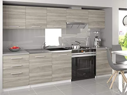 NOVIA | Cucina lineare completa 240/180 cm 7 pz | Piano di lavoro INCLUSO | Set mobili cucina