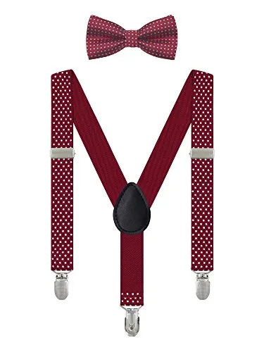 Irypulse Bretelle Pois da 6 Mesi-5 Anni Bambino Ragazzi Ragazze 3 Clip Y Forma Larghezza 2,5 cm Regolabile Elastica Rosso