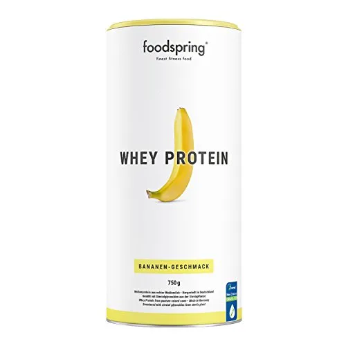 foodspring - Whey Protein alla banana - 750 g - 80% di proteine del siero del latte - Proteine per lo sviluppo muscolare 