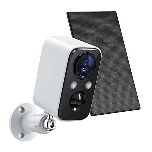 FOAOOD Telecamera Wi-Fi Esterno Batteria Senza Fili, Videocamera Sorveglianza Solare con Visione Notturna Colori, Rilevamento Umano PIR, Conversazione a 2 Vie, Impermeabile IP66