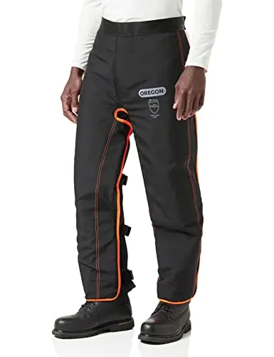 Oregon Pantaloni Antitaglio per Motosega Tipo A con Grembiule Protettivo e Gambali Regolabili, Taglia Unica- Nero