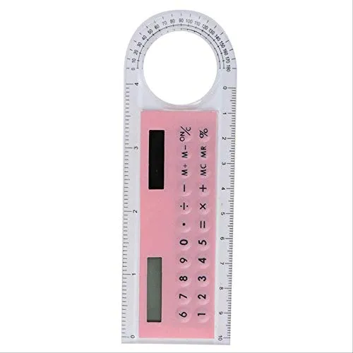 PXNH Creativo 10 cm solare Mini calcolatrice moda multifunzione righello scuola forniture per ufficio 1 pz come mostrato in rosa