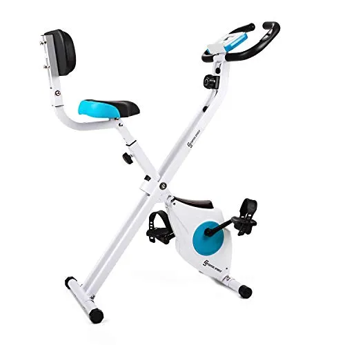 Klarfit Azura M - Ergometro, Cyclette, Cardio-Bike, Training-Computer, Resistenza Regolabile 8 Stadi, Regolatore da Polso, Disply LCD, Resistenza Max. 100 kg, Bianco, Schienale