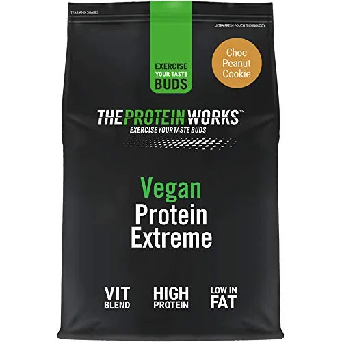 Proteina Vegana Extreme In Polvere | Biscotto Arachidi & Cioccolato | 100% a base vegetale | CINQUE fonti proteiche ​​| Vitamine e minerali aggiunti | THE PROTEIN WORKS | 500g