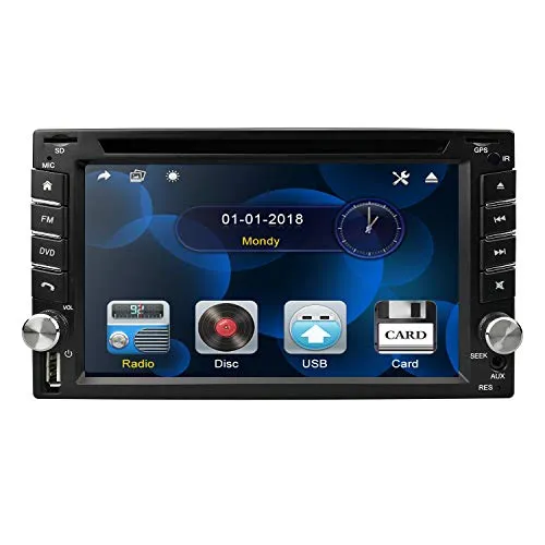 Autoradio, doppio Din, schermo digitale da 6.2 pollici in-Dash, impianto stereo, lettore audio e DVD, controllo remoto, Bluetooth, 8 GB, scheda GPS, unità USB/SD, Radio FM AM