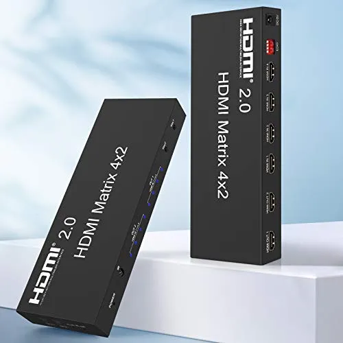 4K HDMI Matrix Ippinkan 4x2 Matrice HDMI Switch Splitter Audio 4k60Hz FullHD120Hz Supporto 3D HDR UHD HDCP2.2 HDMI 2.0 Toslink Coassiale L/R per SkyQ HDTV ecc