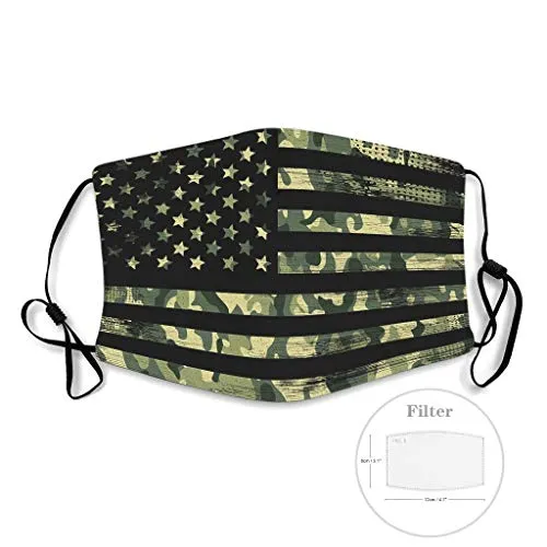Bandiera americana Vintage Printed Facial Breathable Mouth-Muffle for Skiing Theme, bianco, with 15 filters