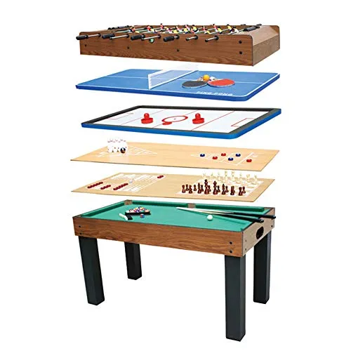 AMAIRS Biliardino, Tavolo da Gioco Combinato 8 in 1 Incluso Biliardino/Biliardo/Hockey/Ping-Pong/Backgammon/Scacchi/Shuffleboard/Bowling