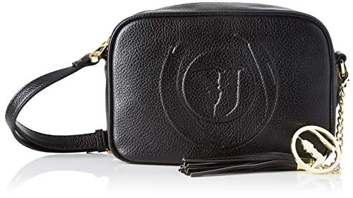 Trussardi Jeans Faith Camera Case Tumbled Ecol, Borsa a Tracolla Donna, Nero (Black), 15x7x21 cm (W x H x L)