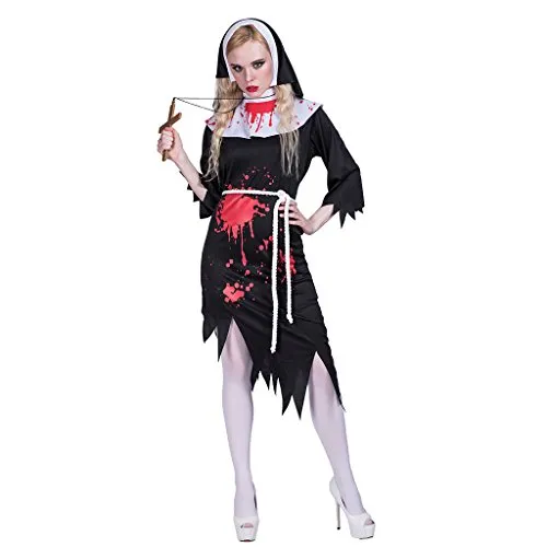 EraSpooky Adulto Zombie Costume da Suora Satanico Sister Atto Vestito per Halloween