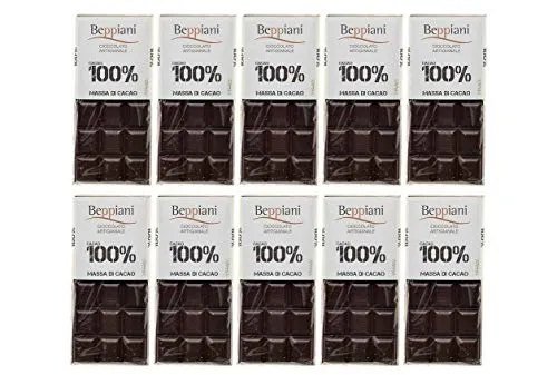 Beppiani 100% Massa di Cacao, Cioccolato Artigianale, vegana, senza zucchero, ricca di antiossidanti, per diete bilanciate – Made in Italy set (10 Tav. Classica)