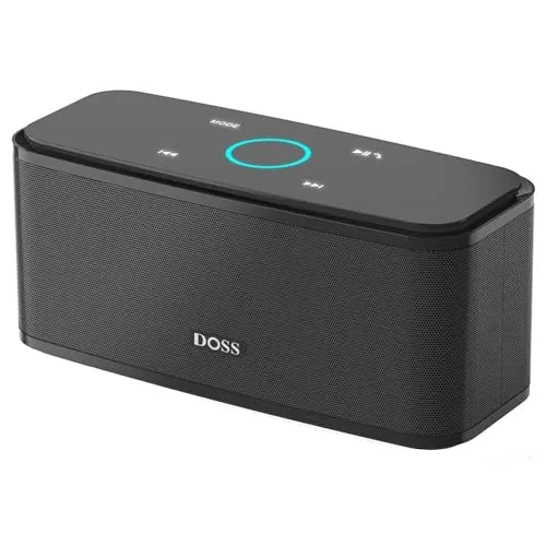 DOSS SoundBox Cassa Bluetooth 12W, Altoparlante Wireless Portatile, Pulsanti Touch, Suono Stereo, Microfono Integrato, TF card, AUX-IN, 12 ore di Autonomia (Nero)