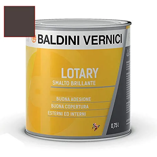 Smalto Lotary Baldini Vernici 750 ml vari colori smalto per legno e ferro smalto per interni e esterni (TESTA DI MORO 143)