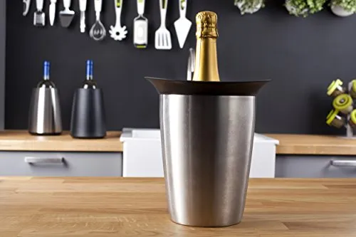 Vacu Vin Secchio per Bottiglie di Champagne Senza ghiaggio Rinfrescatore Rigido Elegant, Acciaio Inossidabile, Unica