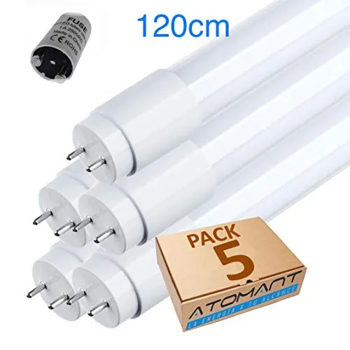 LED Atomant Pack 5 x Tubo LED 120 cm 18 W, 360 gradi, 18 W, bianco freddo (6500 K)