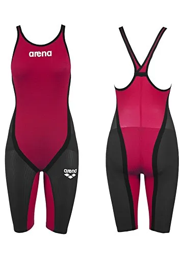 ARENA W Pwsk Carbon Flex Fbslc Costume da Bagno 1 Pezzo, da Donna, Donna, 0000086428-054_28, Grigio/Rosso (Dark Grey/Red), 28