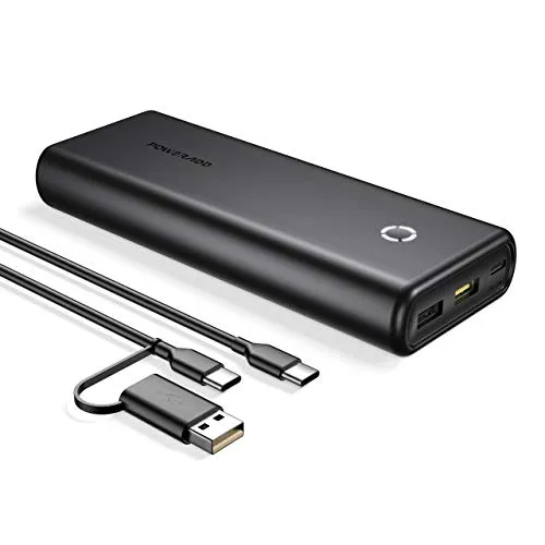 POWERADD EnergyCell PD18W Power Bank 20000mAh Caricabatterie Portatile con Porta Type-C + Quick Charge 3.0, Totale 3 Output per Huawei, Samsung, iPhone e Altri dispositivi (Cavo 2 in 1)