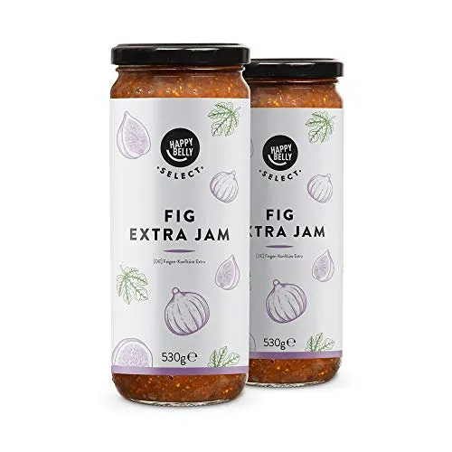 Marchio Amazon - Happy Belly Select Marmellata Extra Jam con fichi al 75%, 2 confezioni da 530 g