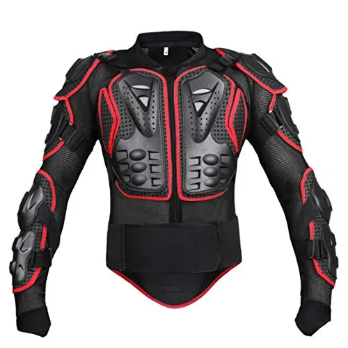 GES Moto Protezione Armatura da Motocicletta Indumenti di Protezione Corpo Armatura Completa Moto Professionale Sportivo per Gli Uomini Abbigliamento Protettivo da Corsa (L, Rosso)
