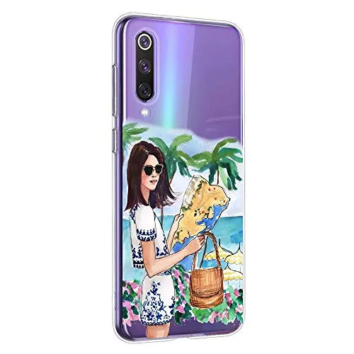 Oihxse Compatibile con Cover Xiaomi Mi 9T/9T Pro Custodia Resistente,[Donna] Modello Bumper Cover Trasparente Silicone TPU Case Protettiva Anti-Graffio Ultra Sottile Protettiva Case (A6)