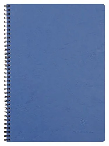 Clairefontaine 781454C collezione Age Bag Quaderno a spirale blu - A4 21x29,7 cm - 100 pagine a righe con margini - Carta Bianca 90 g - Copertina in carta Lustrée a grana grossa effetto cuoio