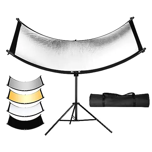 SUPON U Clamshell Riflettore di Luce Diffusore a Conchiglia forma di U 180x60cm con Borsa per il Trasporto,riflettori curvi a forma di U,nero/bianco/oro/argento per studio fotografico