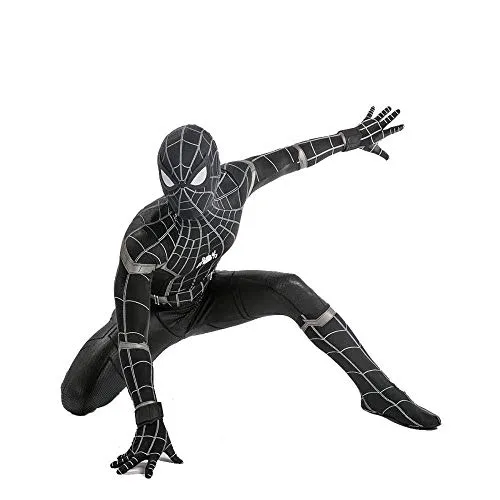 WEGCJU Spiderman Nero Costume Adulto Bambino Halloween Spandex Body Fancy Dress Party Movie Clothes,Adult-XXL