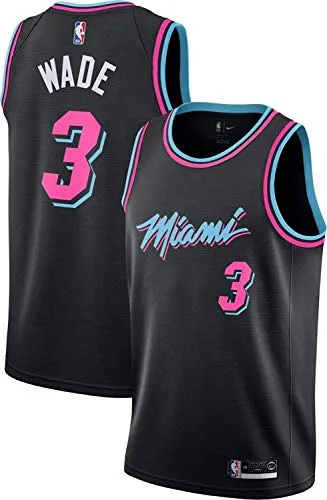 Lalagofe Dwayne Wade, Basket Jersey Maglia Canotta Miami Heat #3, Nero City Edition, Un Nuovo Tessuto Ricamato, Stile di Abbigliamento Sportivo (S)