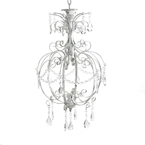 Grafelstein, lampadario bianco in stile shabby chic, lampada da soffitto a un braccio