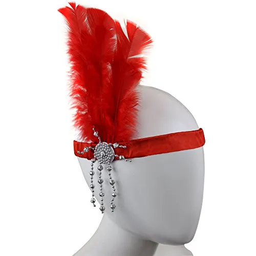 Sofias Closet Womens 1930's 1920's Charleston Headdress Fancy Feather Flapper Headband Gangster Mol