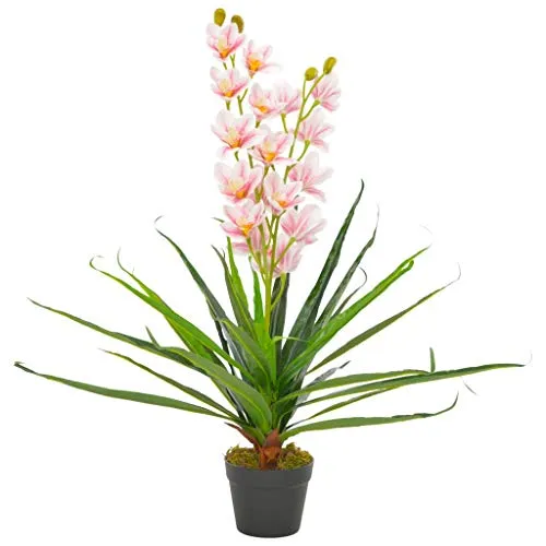 vidaXL Orchidea Artificiale con Vaso Realistico Pianta Finta per Interni Decorazione Floreale Rosa 90 cm in Plastica e Poliestere