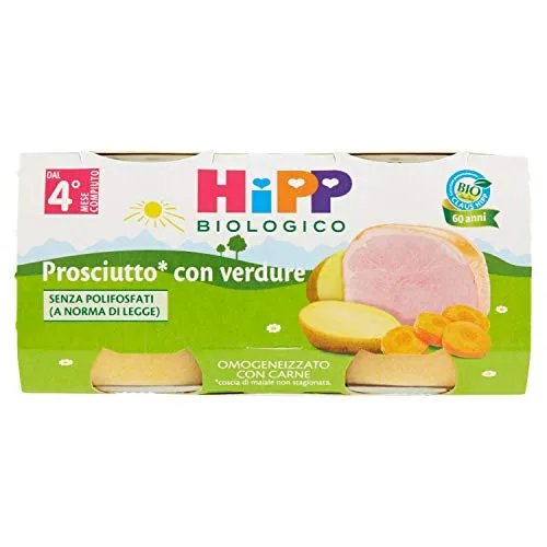 Hipp Omogeneizzato Prosciutto con Verdure, 2 x 80g