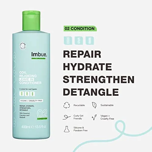 Imbue Coil Rejoicing Leave In Conditioner - Vegan and Curly Girl Compliant, bianco