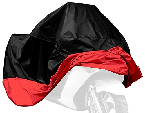PsmGoods bici del motociclo ciclomotore motorino copertura impermeabile pioggia UV polvere Prevenzione antipolvere copertura (Black-Red)