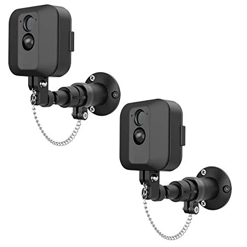 Staffa per montaggio a parete BECEMURU Antifurto Supporto di sicurezza con catena Protezione per montaggio per videocamera Blink XT (Nero) (2 Pacco)
