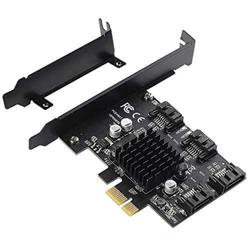 BEYIMEI PCIE 1X Scheda SATA 4 Portes, schede controller di espansione SATA 3.0 (6 Gbps) con staffa a basso profilo,PCI-E 3.0 GEN3 Marvell 88SE9215 Non-Raid,Avvia come disco di sistema.