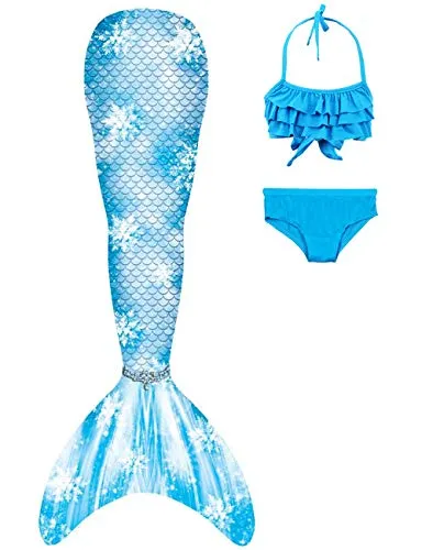 Hejin SPEEDEVE Coda da Sirena Bambina Bikini Costume da Bagno,Senza Monopinna