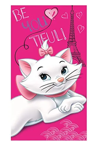 Idea regalo per bambini, Disney Aristocats – Marie: asciugamano da doccia, telo da spiaggia, 100% cotone (Marie A1)