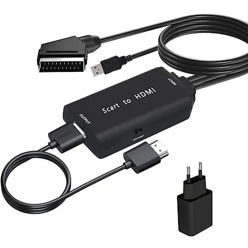 TLsiwio Adattatore Peritel a HDMI con Cavi SCART e HDMI, 1080P Convertitore Cavo Peritel HDMI Compatibile con NTSC PAL, Adattatore Scart SCART HDMI per TV Xbox Sky DVD Player