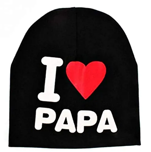 KIRALOVE Cappello da Bambini - Bambino - Neonati - Nero - Berretto - Scritta - I Love papà Dad Bambina - Unisex - Idea Regalo Originale - Cappellino per Bimbi - Ottima qualità