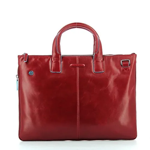 Piquadro Cartellina Sottile in Pelle Due Manici, Borsa a Tracolla Unisex-Adulto, Rojo, Talla única