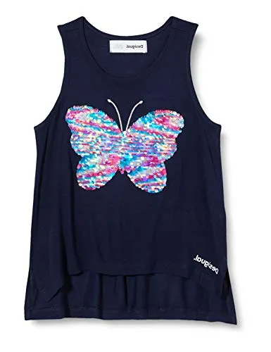 Desigual TS_Mariposa T-Shirt, Blu (Navy 5000), 164 (Taglia Produttore: 13/14) Bambina