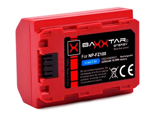 Baxxtar Pro Batteria NP-FZ100 (Generazione IV - 2250mAh) - compatibile con Sony Alpha A1 7c 7R IV ecc.