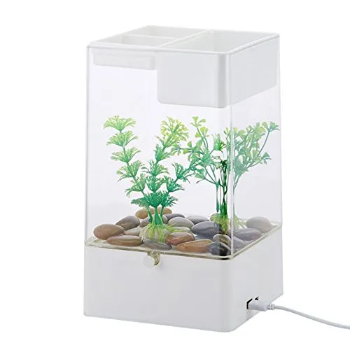 bayrick New creative Aquarium desktop auto pulizia mini Fish Tank kit + luce LED colorato
