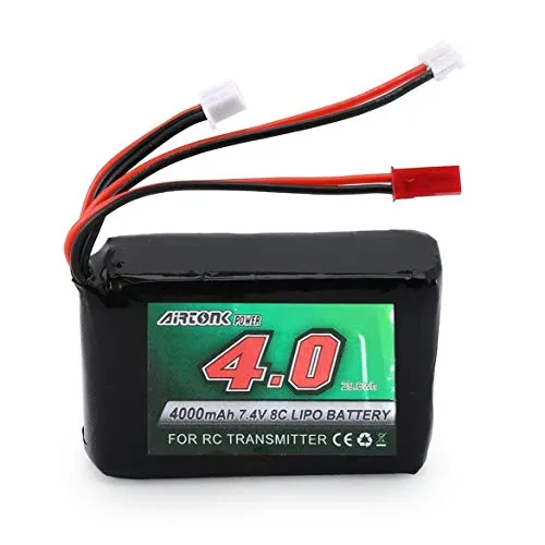 JohnJohnsen Batteria Lipo Ricaricabile Batteria trasmettitore 7.4V 8C 4000mAh RC Trasmettitore Spektrum DX9 DX8 DX7 DX6E (Nero)