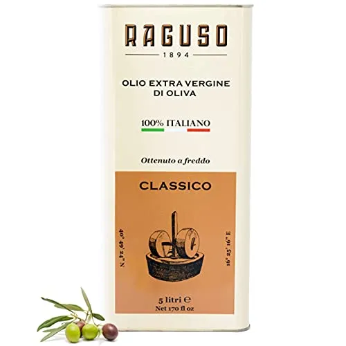 Frantoio Raguso Olio extravergine di oliva 5 lt - Classico - 100% Italiano - Ottenuto a freddo, fruttato medio, Premiato Gambero Rosso 2020