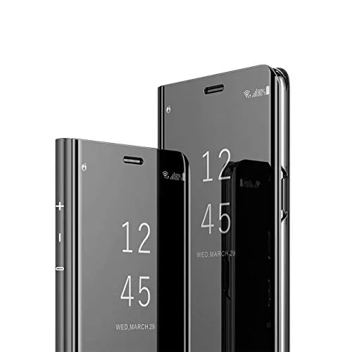MRSTER Samsung Galaxy Note 10 Lite Cover, Mirror Clear View Standing Cover Full Body Protettiva Specchio Flip Custodia per Samsung Galaxy Note 10 Lite / A81. Flip Mirror: Black