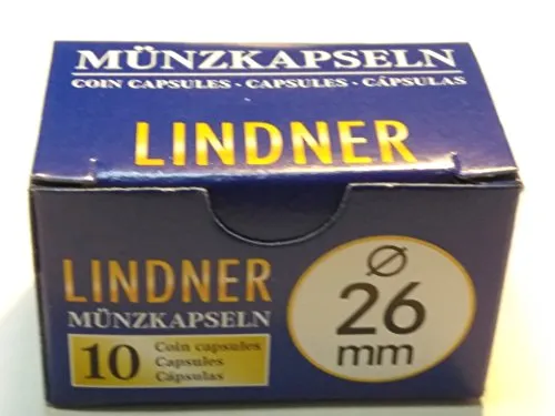 Lindner - 100 capsule portamonete originali da 26 mm, per monete da 2 euro