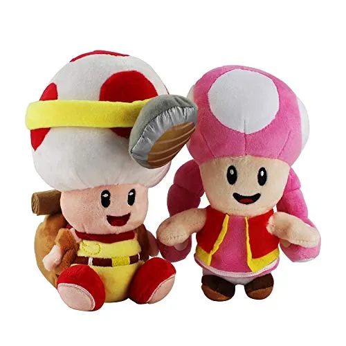 YUNDING Super Mario Giocattoli Peluche 2 Pezzi / Set Gioco Captain Toad Treasure Tracker Toadette Super Mario Peluche Ripiena di Peluche Regalo per Bambini